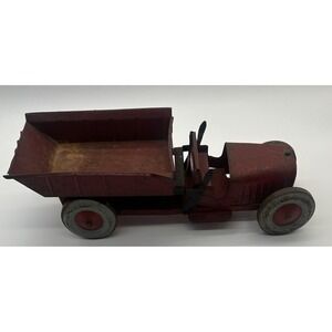 VINTAGE 1920'S STRUCTO PRESSED STEEL DUMP TRUCK RED TOY